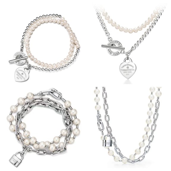 Double Layers Loving Heart Pearl Buddha Beaded Necklace Full Buckle Lock Head Fashion Classic