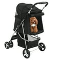 thumbnail image 1 of 4 Wheels Pet Stroller, Weather Cover, Storage Basket, for 33lbs Medium Dog, Small Cat, Travel Walking Puppy Stroller (Black), 1 of 7