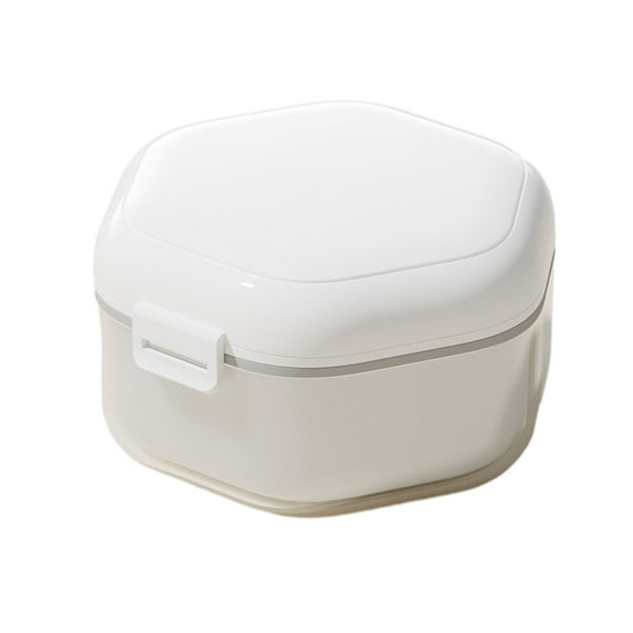 Double Layers Retainer Case Portable Soaking Denture Bath Box with Strainer Basket Invisible Brace Mouth Guard Dental Aligner Container Holder