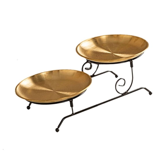Double Layers Serving Tray for Snacks and Fruits Metal Two Tiers Dessert Holder Cake Stand Kitchen Organization Supplies