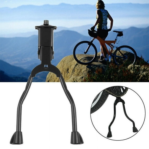 Double Leg Bike Kickstand, Adjustable Bicycle Center Side Stand, Heavy Duty Support Kickstand with Spring for Universal Bike