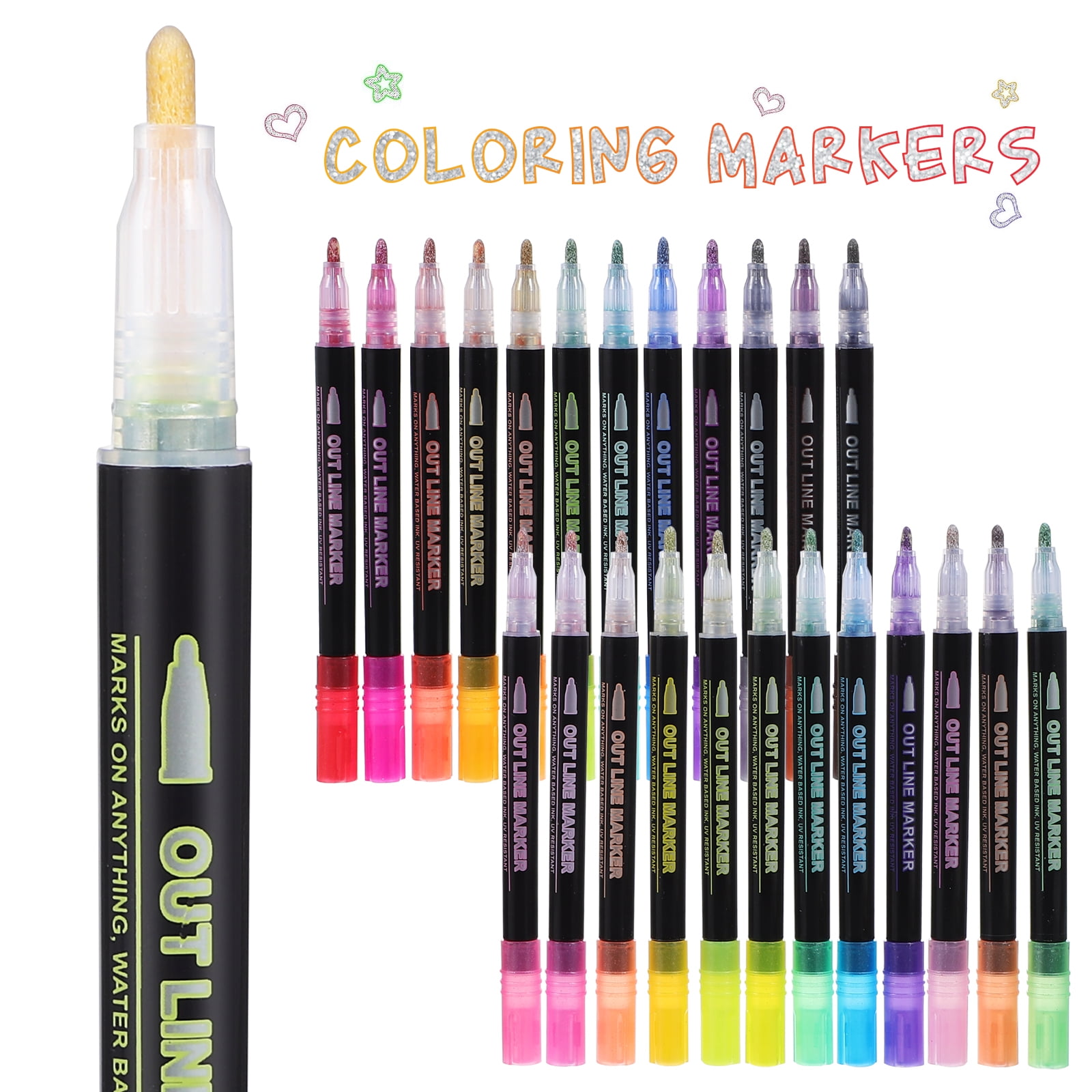 TOYMYTOY  Shimmer Markers Assorted Colors for Glitter Effects in Painting