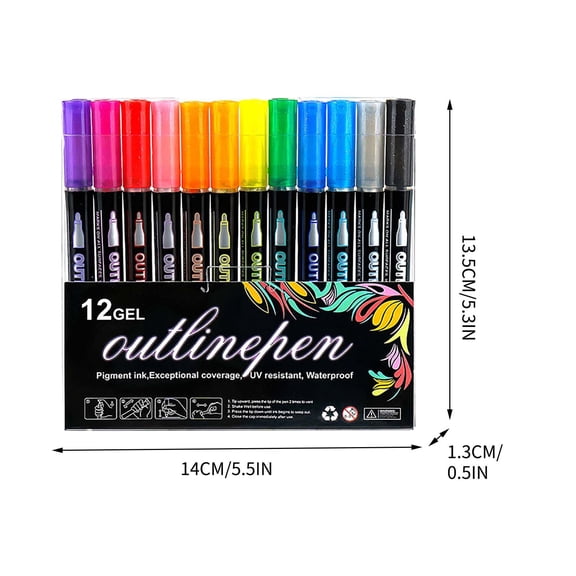 Double Line Outline Marker Pens for Highlighting and Painting - Perfect for Guest Books, Decorative Crafts, and DIY Projects, Water-Based Ink for Smooth and Vibrant Results