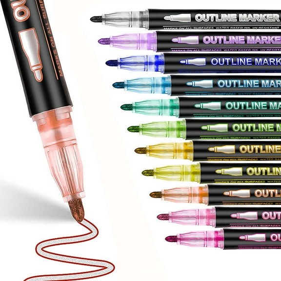 Double Line Outline Marker Pens Set for Guest Book, Glass, Wood, Plastic, and Stone Painting