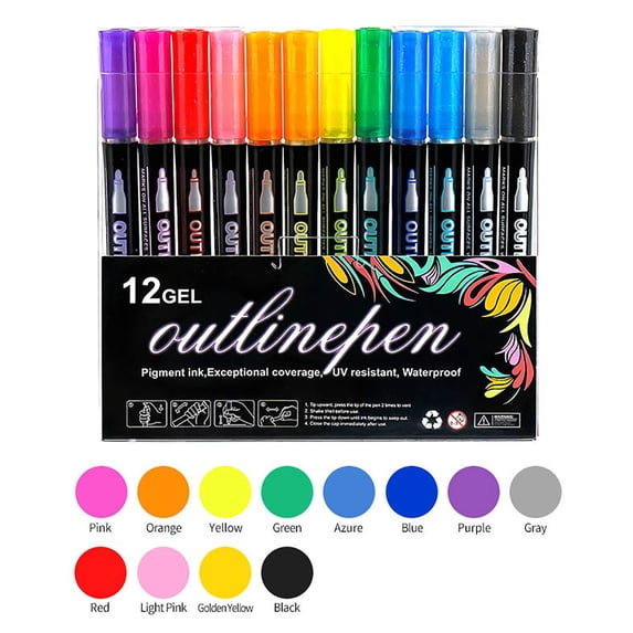 Double Line Outline Marker Pens Set for Guest Book, Glass, Wood, Plastic, and Stone Painting