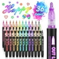 thumbnail image 1 of Double Line Outline Markers 36 Colors, Self-Outline Metallic Shimmer Marker Set, Glitter Writing Markers, 36 Colors Double Line Marker Pens, Ideal for Creating Intricate Outlines, Shimmer Designs, 1 of 6