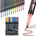 thumbnail image 1 of Double Line Outline Metallic Marker Pen Set, Squiggles Glitter Writing Drawing Pens for Birthday Greeting Cards - 10ml, 1 of 8