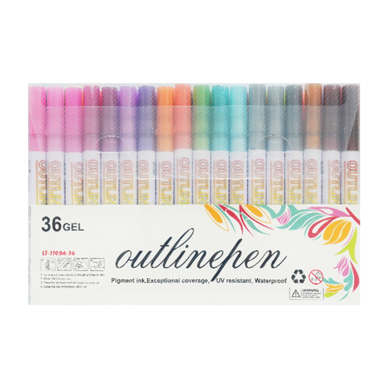 Double Line Pens,Double Line Outline Markers,Glitter Markers,Self-Outline Metallic Markers,Self-Outline Pens Metallic Glitter Pens for Drawing, Diy Art Crafts,Greeting Card,(36 Colors,8.03x5.31 in)