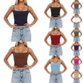 thumbnail image 1 of Double Lined Tank Tops for Women Square Neck Basic Fitted Going Out Tops Spaghetti Strap Summer Y2K Cami, 1 of 6