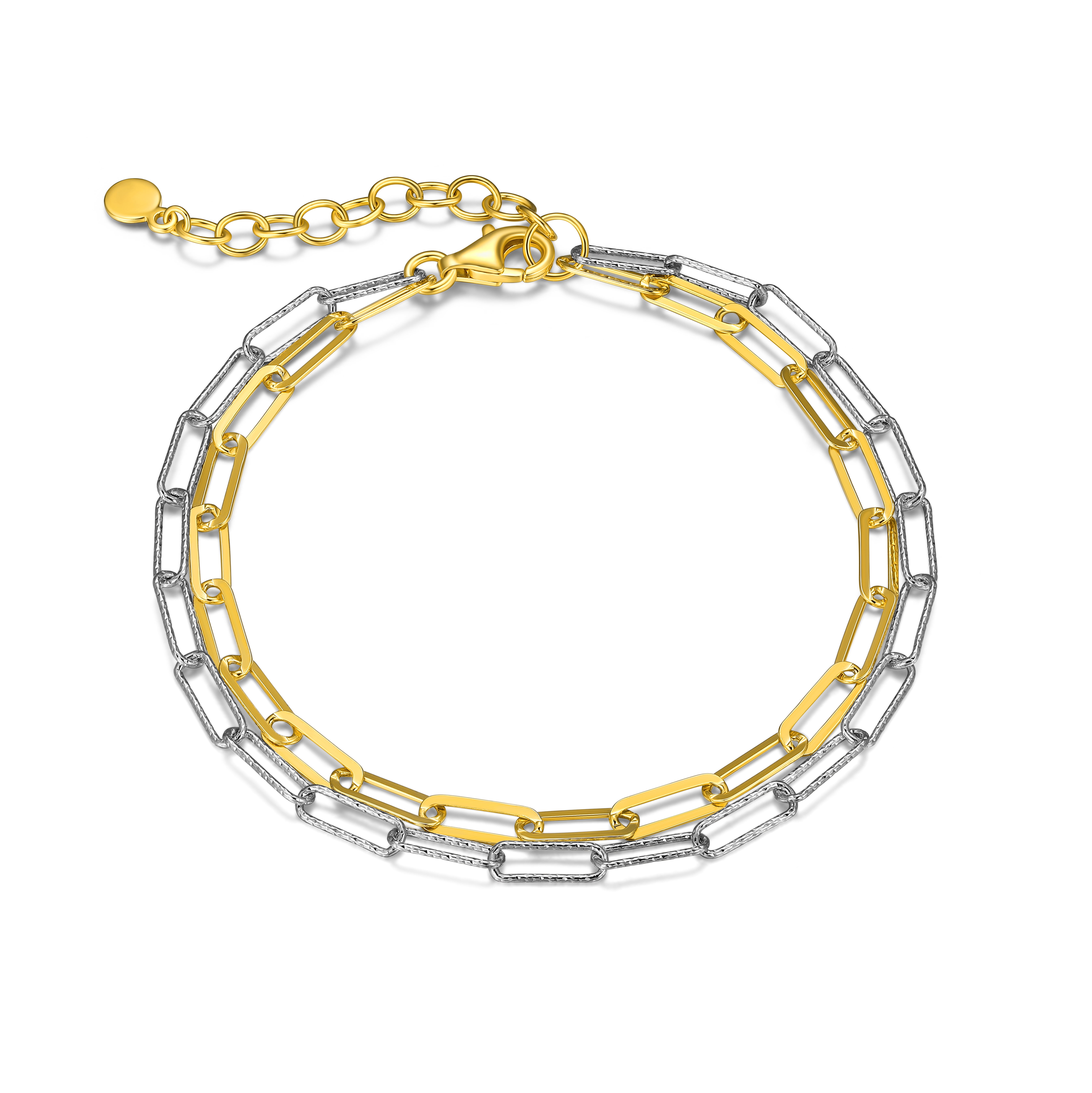 Double Link Paper Clip Bracelet, 6.75" + 1.25" Extension, Adult Female