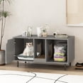 thumbnail image 1 of Double Litter Box Enclosure 40 Inch Hidden  Washroom with Detachable Scratching Board Metal  Indoor Pet House End Side Table for 2 Litter Boxes, 1 of 8