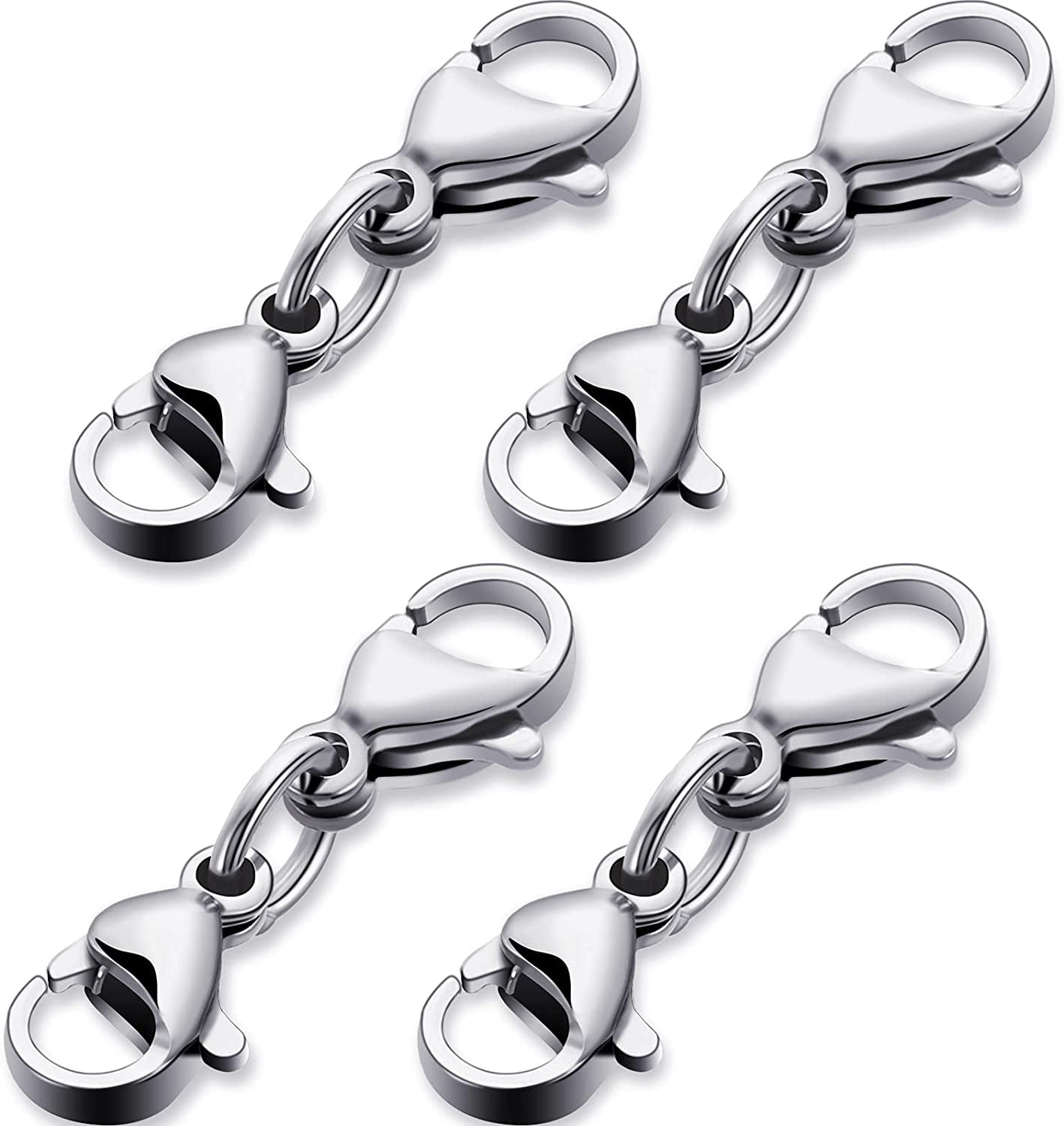 20pcs 5 Styles 316 Stainless Steel Lobster Claw Clasps Heart Jewelry Clasps  Rectangle Bracelet End Clasps with 40pcs Jump Rings for Pendants Jewelry