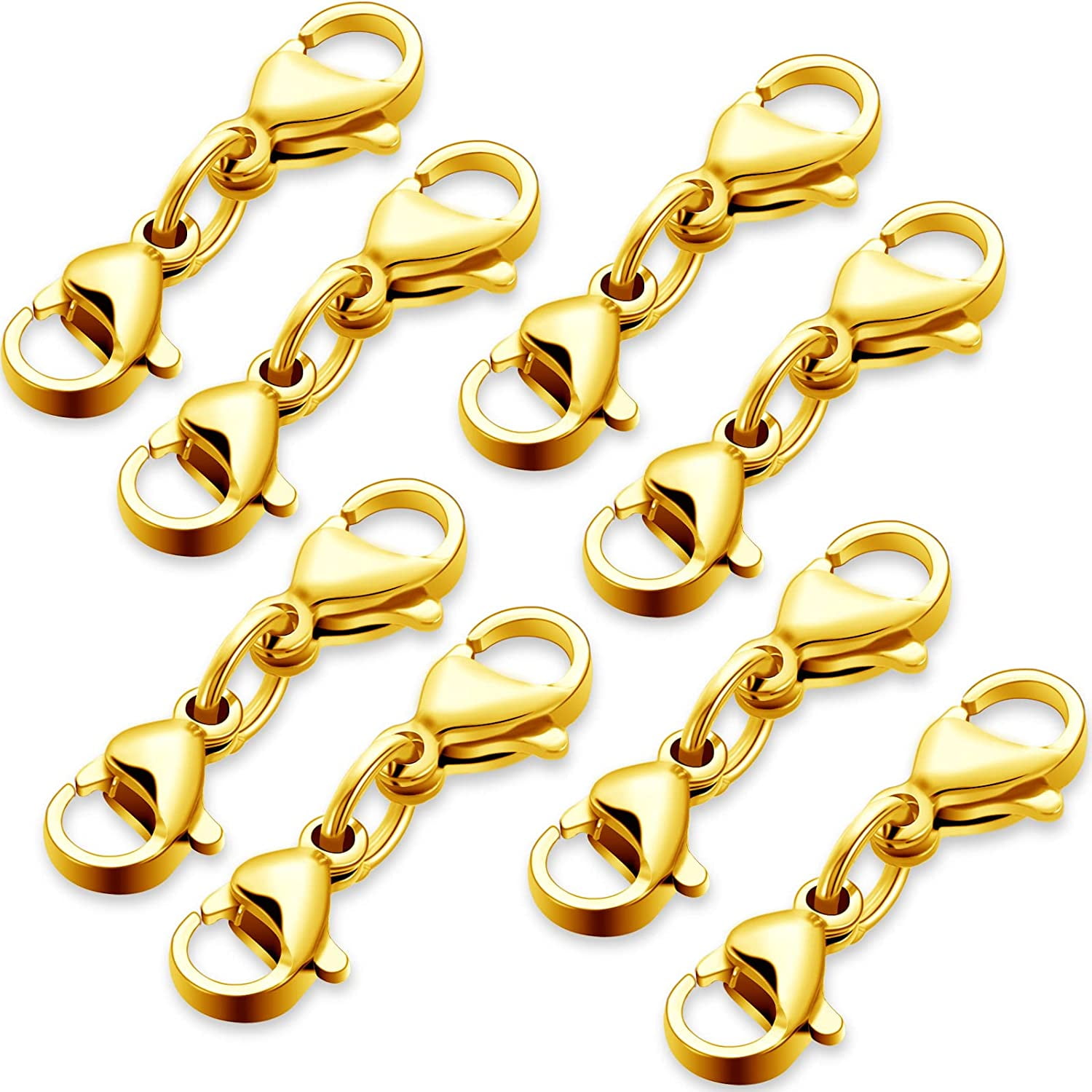 MENKEY Double Lobster Clasp Extender Double Claw Connector Bracelet Extension Clasp Small Bracelet Extender Necklace Shortener Clasp for DIY Jewelry Making Women Girls 25 mm/ 0.98 Inch (Gold)