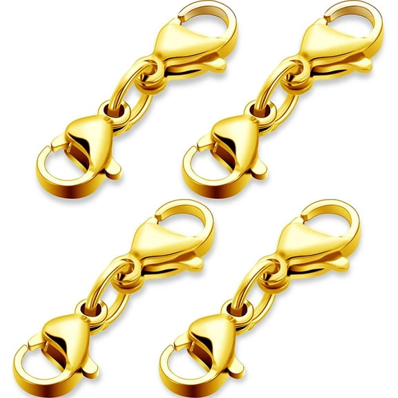 Double Lobster Clasp Extender Double Claw Connector Bracelet Extension Clasp Small Bracelet Extender Necklace Shortener Clasp for DIY Jewelry Making 1.02 Inch(Gold,1.02 Inch)