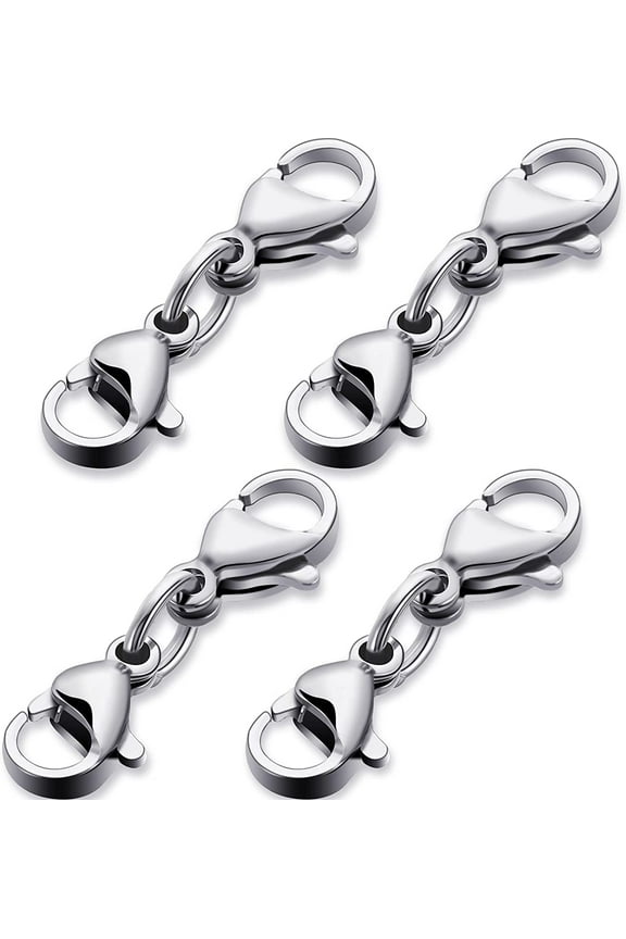 Double Lobster Clasp Extender Double Claw Connector Bracelet Extension Clasp Small Bracelet Extender Necklace Shortener Clasp for DIY Jewelry Making 1.02 Inch(Silver,1.02 Inch)