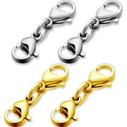 MENKEY Double Lobster Clasp Extender Double Claw Connector Bracelet Extension Clasp Small Bracelet Extender Necklace Shortener Clasp for DIY Jewelry Making 1.02 Inch(Gold, Silver,1.02 Inch)