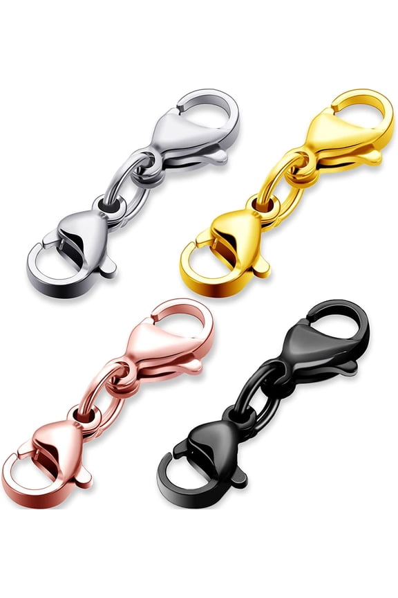 Double Lobster Clasp Extender Double Claw Connector Bracelet Extension Clasp for Women(Gold, Silver, Black, Rose Gold)