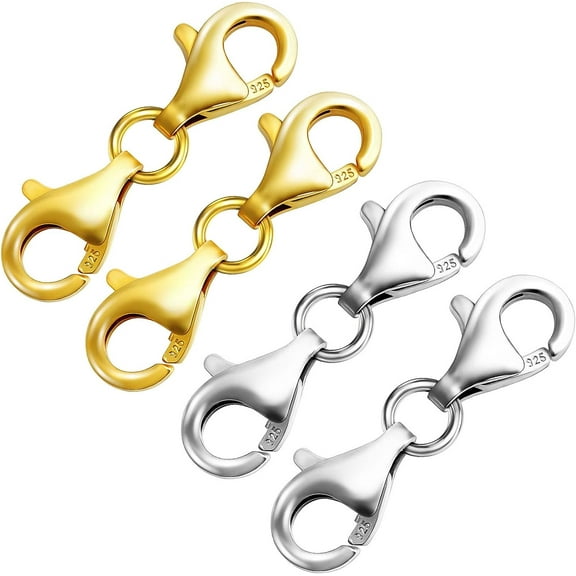 Double Lobster Claw Clasps 925 Sterling Silver Necklace Extender, Double End Design Necklace Clasps and Closures, Bracelet Connector Suitable for Jewelry Making