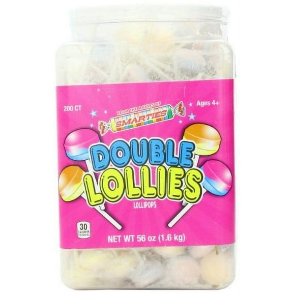 Double Lollies Unwrapped; 56 Oz. Tub, 200 Lollipops/Tub (Pack of 18)