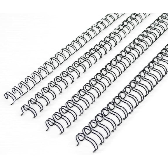 Double Loop Binding Wires, Mixed Sizes (1/4", 5/16", 3/8", 7/16"), 3:1 Pitch 32-Loop , Pack of 96