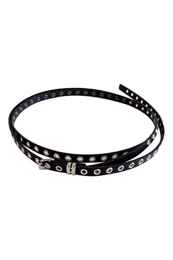 Double Loop Leather Waist Belt Thin Dress Jeans Belt Streetwear Lot A4