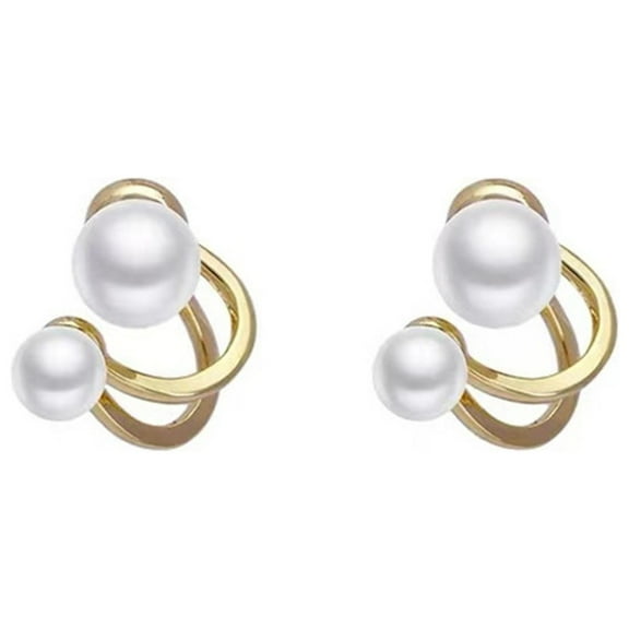 Double Loop Pearl 925 Silver Pin Earrings - Lightweight Comfortable, Individually Packed, Fashionable, Great Gift For Occasions