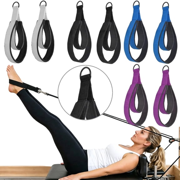 DoubleâLoop Pilates Straps 14.6" HeavyâDuty Adjustable Wrist Ankle Exercise Bands Nonâ Fitness Straps for Reformer Yoga Home Workout Rehabilitation Black