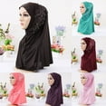 thumbnail image 1 of Double Loop Pull Over Hijab Scarf Convenient Crepe Shawl Headcover, 1 of 3