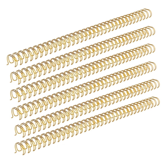 Double Loop Wire Binding Spine - 1/2-Inch (12.7 mm) Diameter, 3:1 Pitch, 34-Loop Gold Twin Wire Binding Rings for Combs & Spines, 100 Sheets Capacity (100-Pack)