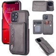 thumbnail image 1 of Double Magnetic Buttons Wallet Case for iPhone 11 6.1 inch, Premium PU Leather Case with Card Slot Holder Kickstand Bumper Shockproof Protective Back Flip Cover for iPhone 11 - Gray, 1 of 7