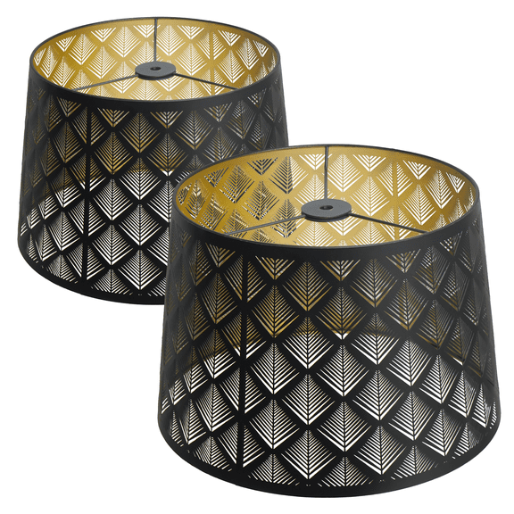 Medium Lamp Shades Set of 2,SWAIFDEE Drum Metal Lampshades for Table Lamp and Floor Light,10x12x8 inch,Spider