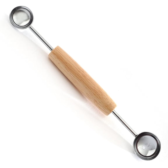 Double Melon Baller w/Wood Handle, 8 In.