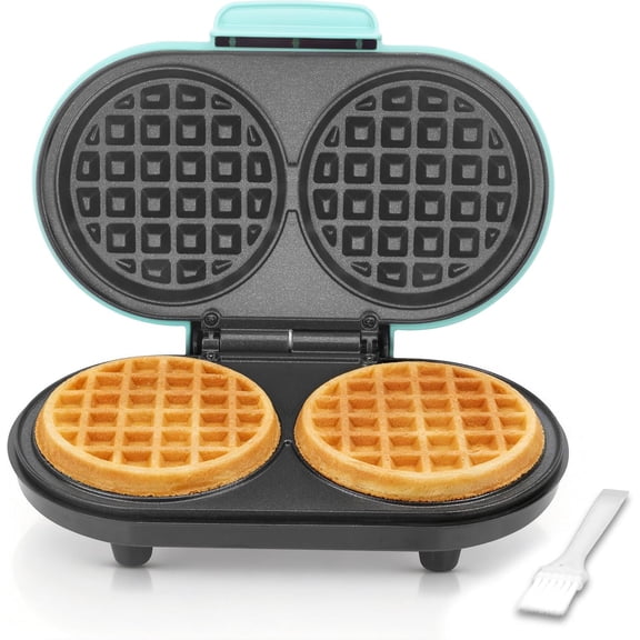 Double Mini Waffle Maker for , Waflera Electrica with 2 X 4" Round Non-stick Grids, Small Waffle Maker Mini, Makes 2 Personalized Keto Chaffle Waffles, Mini Waffle Iron,