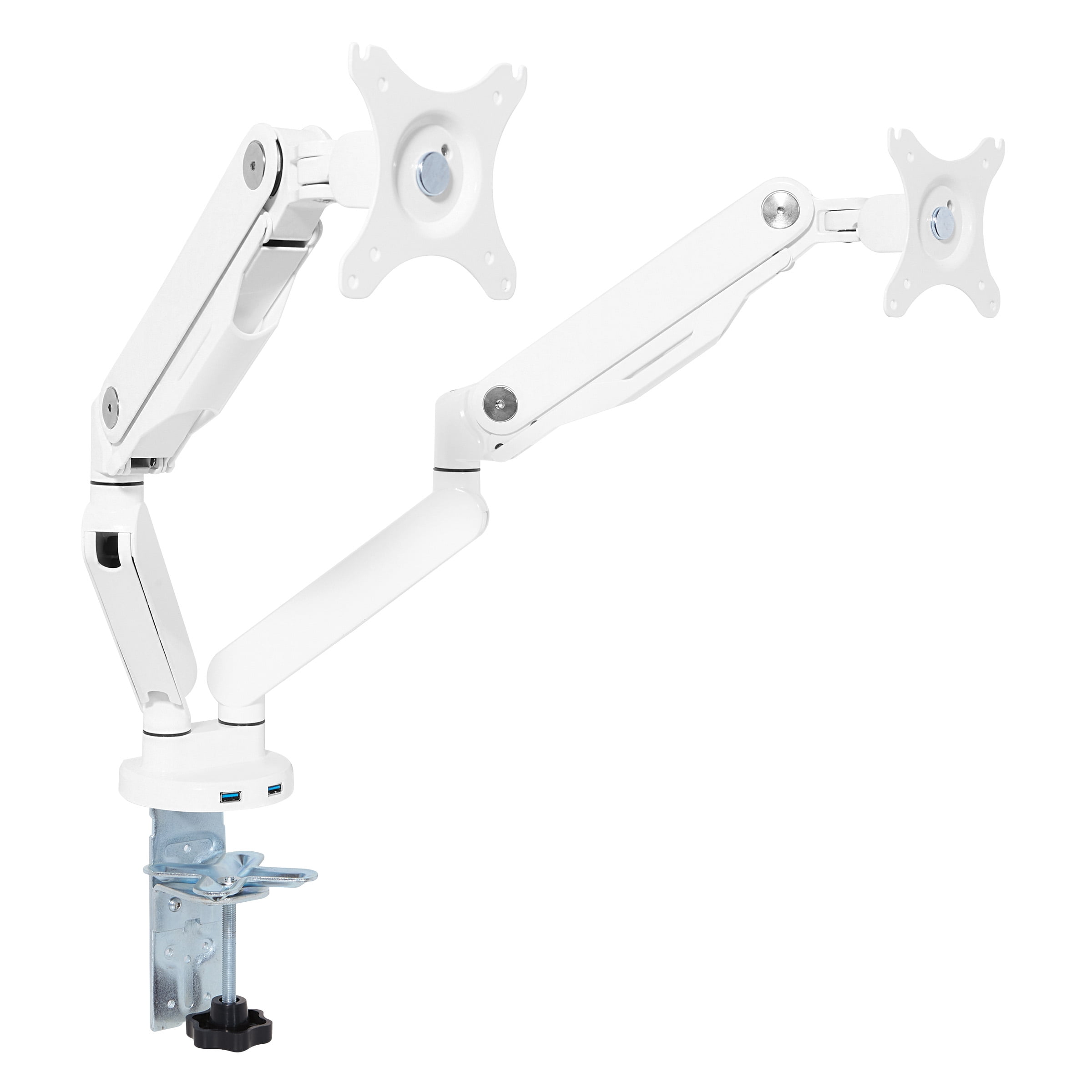 Double Monitor Arm 17"-30" in White Aluminum Finish