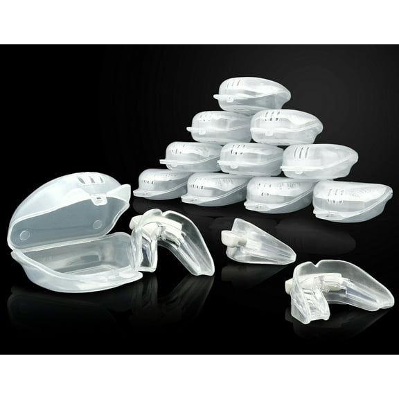 Double Mouth Guard Martial Arts Boxing Double Side Clear Gum Teeth Protector With Case (CH, x12)
