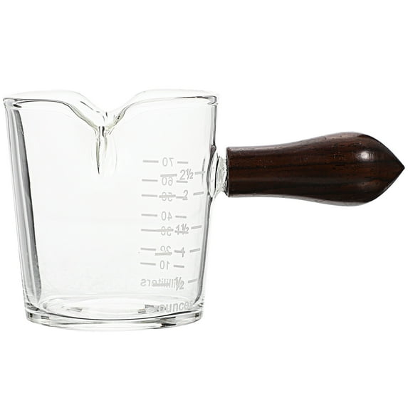 Double Mouth Milk Cup with Wooden Handle Spout Espresso Glass Expresso Coffee Household