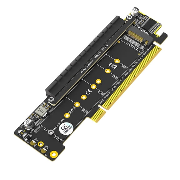 Double NVMe PCIe Adapter, PCIe X16 to 2 NVMe and 1xMore PCIe x16 (x8 Signal) Adapter for M.2 NVMe SSD Accessory