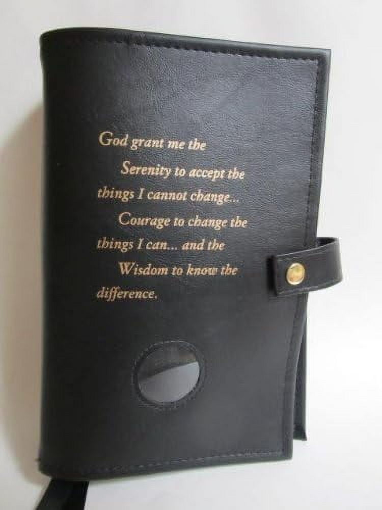 Deluxe Double AA Big Book & 12&12 Cover With Medallion Holder - Leather-Like Vinyl, Black (Books NOT Included)