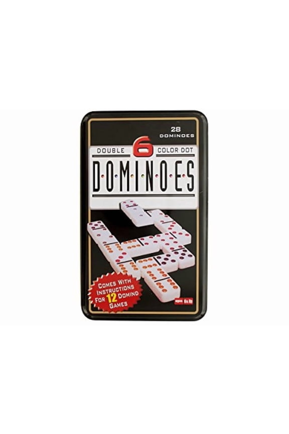 Double Nine 9 Dominos Game Set White Dominoes with Color Dot