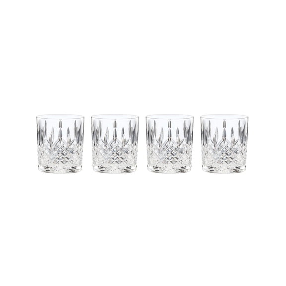 Double Old Fashioned Glasses Set, 4 Pieces, Geometric Crystal Design