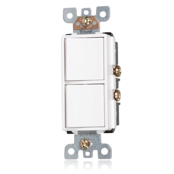 Double On/Off Rocker Switch White 15A 2 Pack