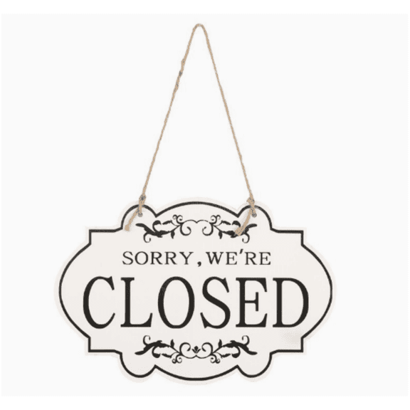 Double Open Closed Sign For Bar And Wooden Business Hours Plaque