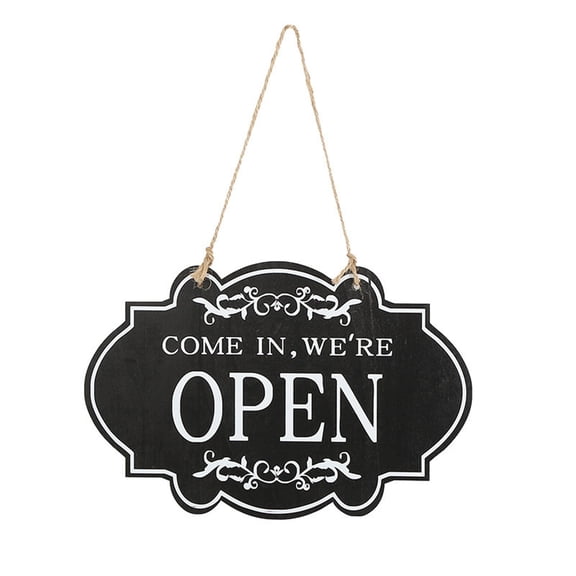 Double Open Closed Sign For Bar Cafe Wooden Business Hours Plaque Wall Decor Indoor Outdoor Rustic Style A