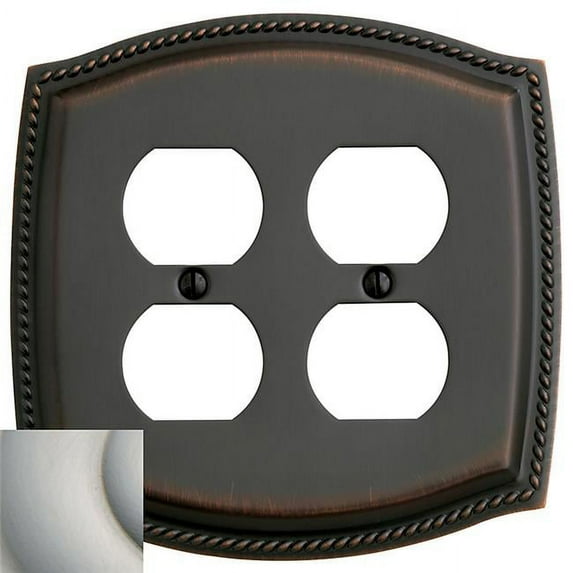 Double Outlet Rope Switch Plate - Satin Nickel