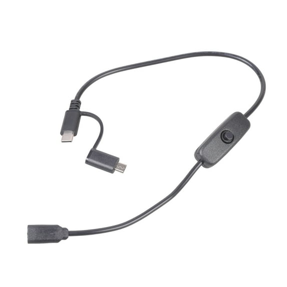 Double Output Charging Cord Featuring Type C And USB 5Pin Connectors With Integrated Switches For 5V 3A Gadgets