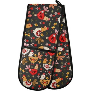 Kitchen Oven Mitts and Pot Holders Sets,Spring Cute Bunny Rabbit Print Oven  Gloves and Potholders,Heat-Resistant Oven Gloves and Hot Pads for