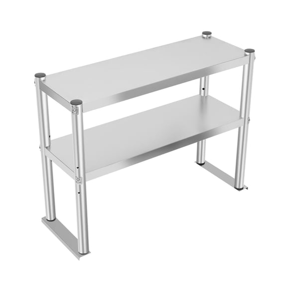Double Overshelf Stainless Steel 12'' x 31'' Commercial 2 Tier Shelf for Prep & Work Table in Restaurant Home and Kitchen Double Tier Overshelf Table