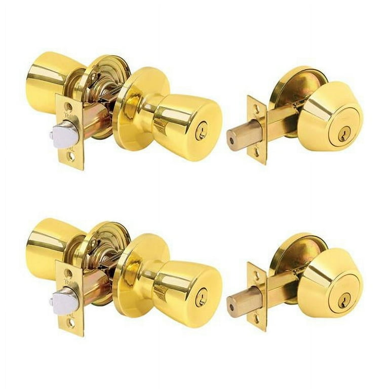 Tell Alton Bright Brass Knob and Single Cylinder Deadbolt ANSI Grade 3 1-3/4 in. Tell Alton Bright Brass Knob and Single Cylinder Deadbolt ANSI Grade 3 1-3/4 in.