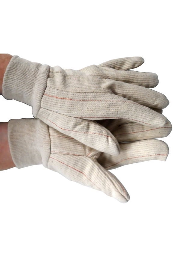 Double Palm Cotton/Polyester (Polychord) 18 ounce Corded Gloves (Sold by Dozen) Mens Size