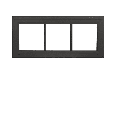 Double Pane Transom Window 36" x 12" Fixed Window with Grids Black Vinyl DP50 Argon Filled Glass Window